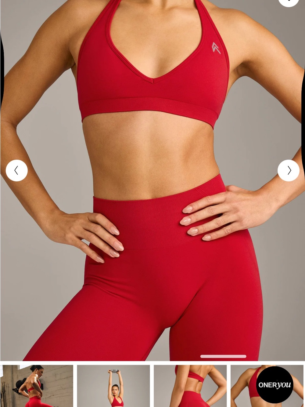 EFFORTLESSLIFT™ SEAMLESS LEGGINGS WITH GRAY LOGO - FIERY RED MEDIUM LONG - Picture 2 of 6